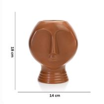 Vaso Decorativo Rosto Em Cerâmica Terracota 18x14 Cm - D'rossi
