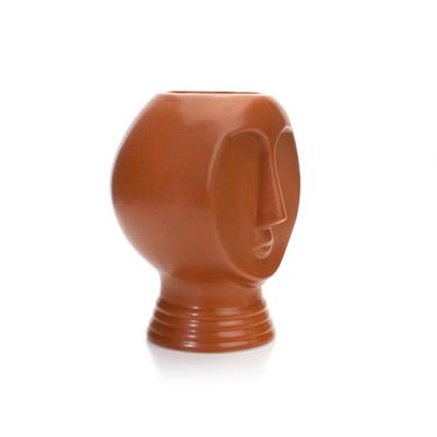 Vaso Decorativo Rosto Em Cerâmica Terracota 18x14 Cm - D'rossi