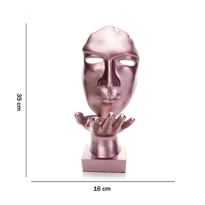 Máscara Sopro Decorativa Rosa Fosco Em Cerâmica 35x16x20 Cm - D'rossi
