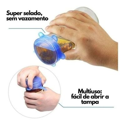 Kit 6 Tampas De Silicone Universal Panelas Vasilhas Lavável
