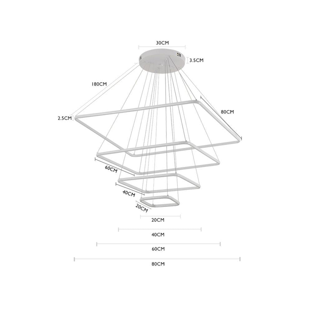 Lustre Pendente Nordecor Inverse Quadrado 2169-1 Com 5 Metros Branco Led Bivolt