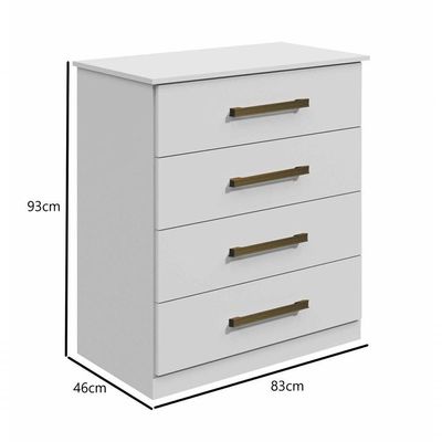 Cômoda 4 Gavetas Rubi Bronze Leifer Móveis Branco