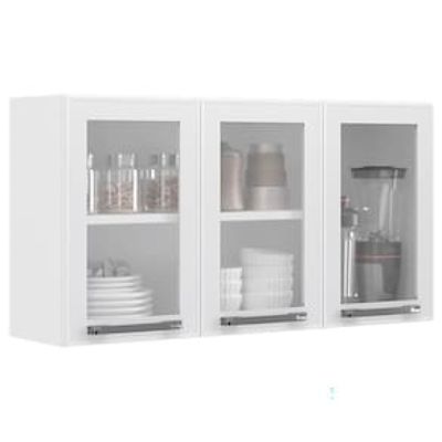 Armário Aéreo Triplo Itatiaia Florença com 3 Portas e 2 Prateleiras - 105cm de largura Branco