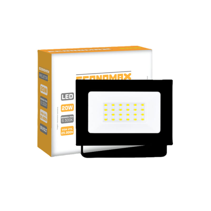 Kit 5 Mini Refletores Projetores 20W Branca Fria 7,5x7,5x2cm
