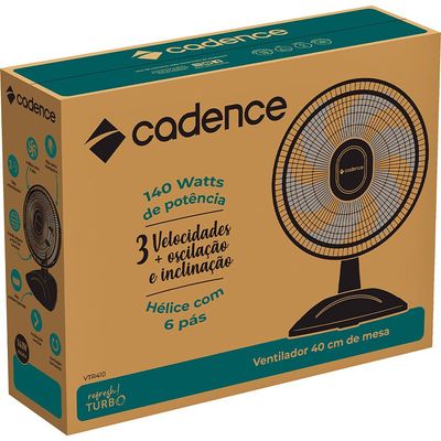 Ventilador de Mesa VTR410 40 cm 6 Pás 140W Cadence Preto / 110V