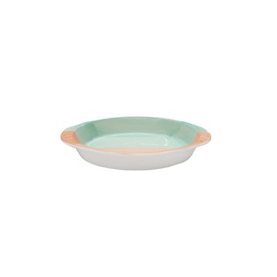 Travessa Porcelana Tigela Oval Pequena Verde Laranja 1un