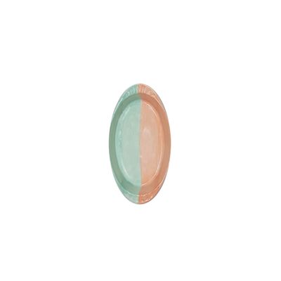 Travessa Porcelana Tigela Oval Pequena Verde Laranja 1un