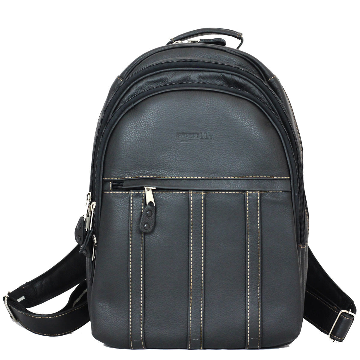 Mochila Executiva Couro Grande Masculina Expopelly 053 Preta