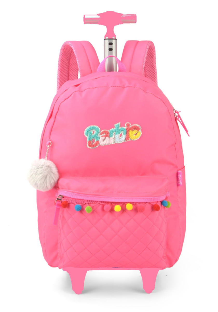 Mochila Rodas Escolar Infantil Barbie Luxcel MC51625BB Rosa