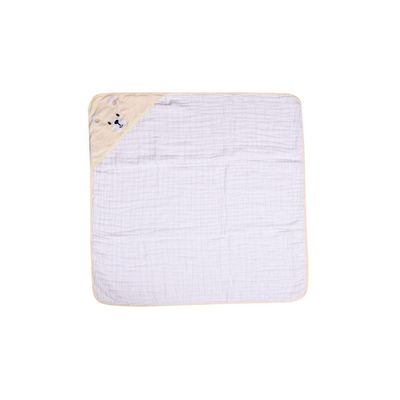 Toalha De Banho Soft com Capuz De Canto Urso Bege