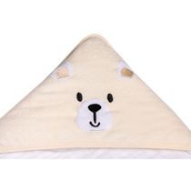 Toalha De Banho Soft com Capuz De Canto Urso Bege