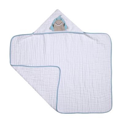 Toalha De Banho Soft Capuz Bordado Tubarão Papi