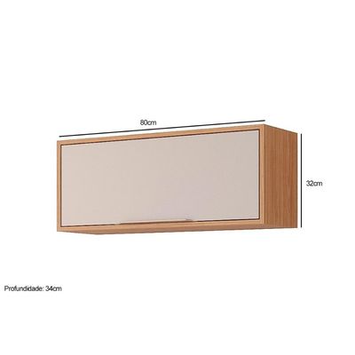 Armário Aéreo p/ Cozinha Esplendida Geladeira c/ 1 Portas Basculante 80cm Freijo/Off White - MGM