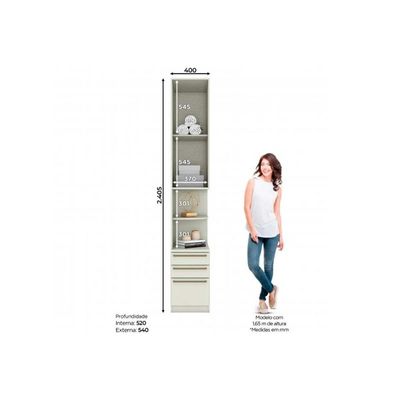 Modulado de Quarto Armário Mesa de Cabeceira Seletto MC02 c/ 1 Porta e 3 Gavetas Areia - Henn