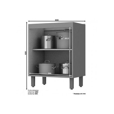 Bancada Ilha Cozinha Gourmet Connect c/ 4 Portas 145cm Duna/Cristal - Henn