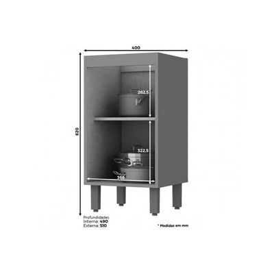 Bancada Ilha Cozinha Balcão Gourmet Connect c/ 3 Portas 145cm - Henn Duna/Cristal - Henn