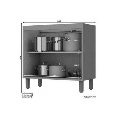 Bancada Ilha Cozinha Balcão  Gourmet Connect c/ 4 Portas 145cm Duna/Cristal - Henn
