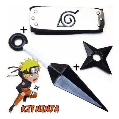 Fantasia Kit Naruto Com Bandana Kunai E Shuriken