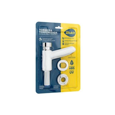 Torneira Plástica Com Fechamento Automático Blukit De Bancada Branca