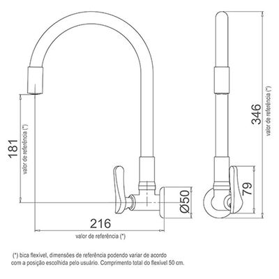 Torneira Lorenzetti Lorenflex 1178 G27 Com Bica Flexível De Parede Cinza Cinza