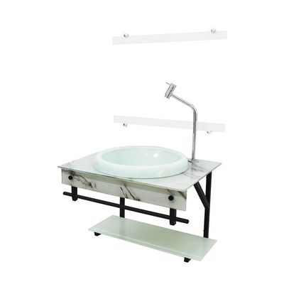 Gabinete De Vidro Para Banheiro Com Cuba Chapeu Branco