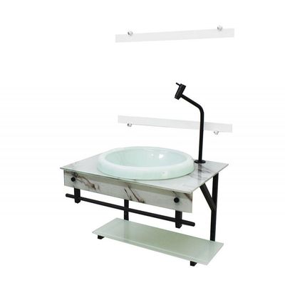 Gabinete De Vidro Para Banheiro Com Cuba Chapeu Branco