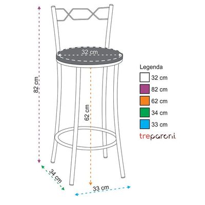Kit 2 Banquetas Cromadas Assento Espuma D15 Preto Com Cinza