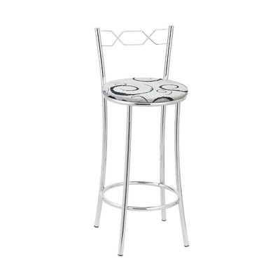 Kit 2 Banquetas Cromadas Assento Espuma D15 Preto Com Cinza
