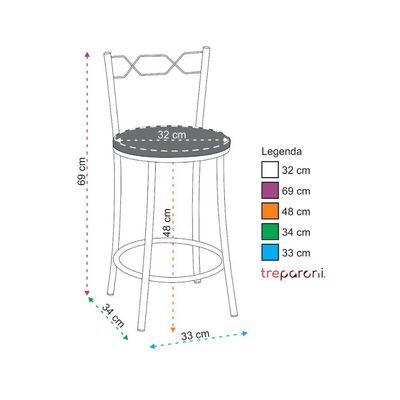 Kit 2 Banquetas Cromadas Assento Espuma D15 Vermelho