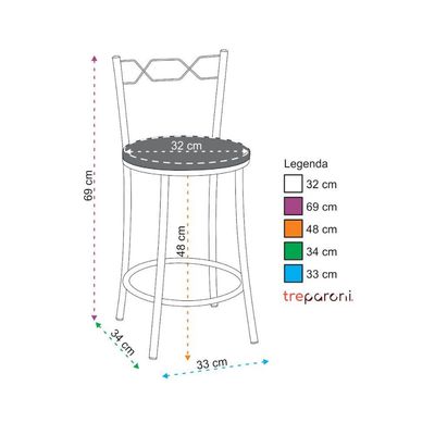 Kit 2 Banquetas Cromadas Assento Espuma D15 Vermelho