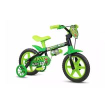 Bicicleta infantil Nathor Black 12 freios tambor cor preto/verde com rodas de treinamento