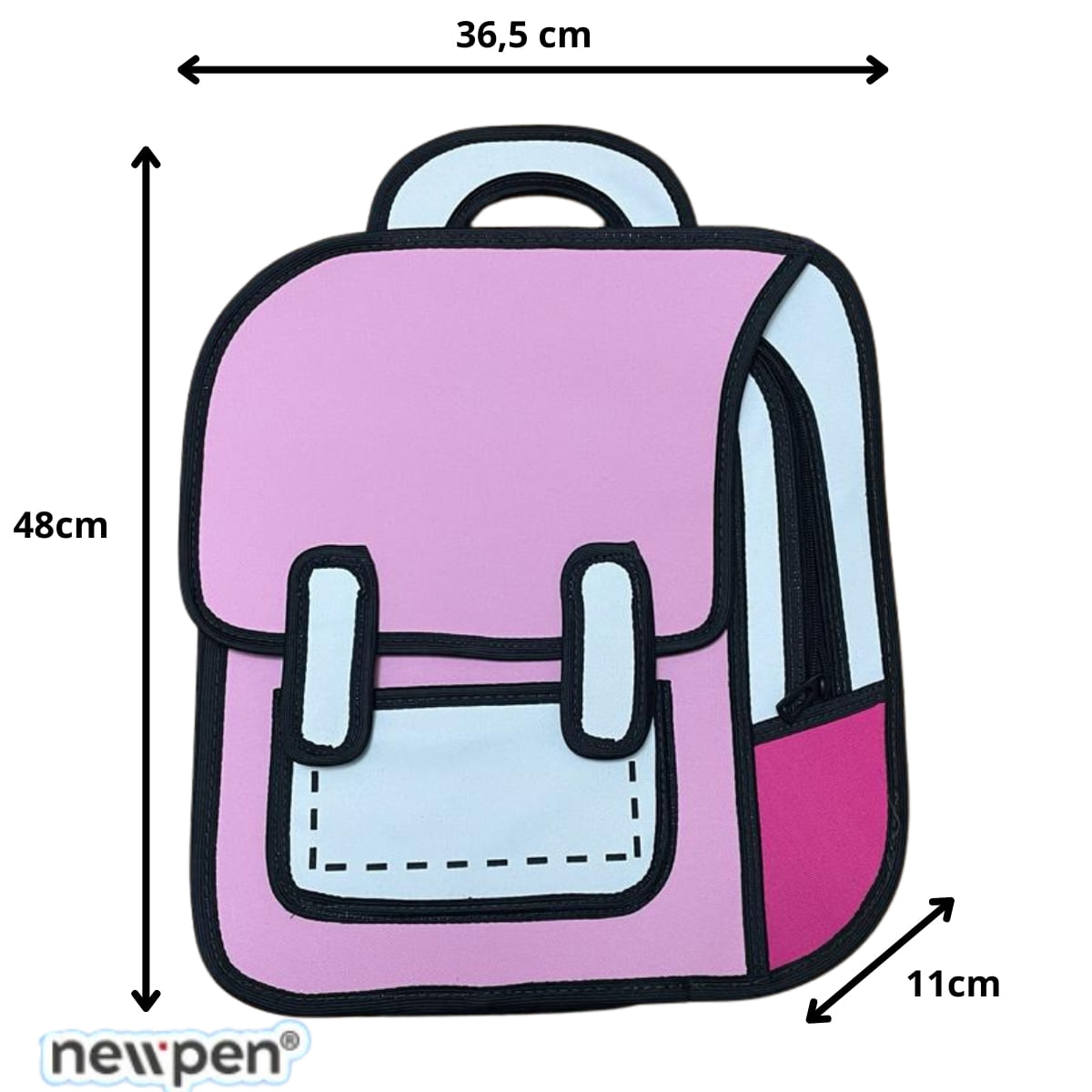 Mochila Bolsa Escolar 2D Desenho Cartoon Newpen PINK Grande