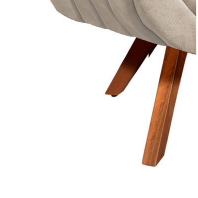 Poltrona Giratória Giovana Suede Base Madeira Drossi Bege