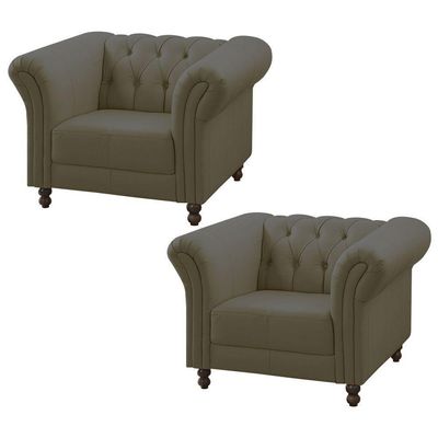 Kit 02 Poltronas Decorativa Bérgamo Couro Fendi