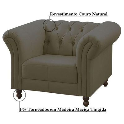 Kit 02 Poltronas Decorativa Bérgamo Couro Fendi