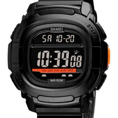 Relogio Masculino Digital Skmei Preto e Laranja