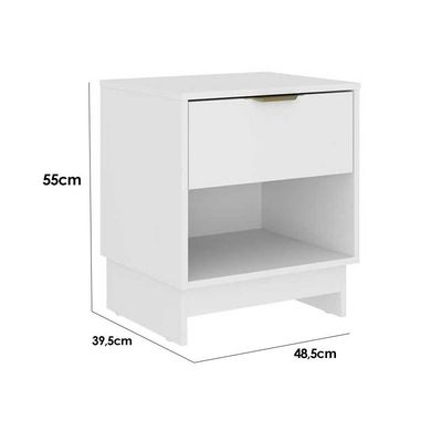 Mesa Cabeceira 1145 - c/1 Gaveta Branco/Courano Branco - Carraro