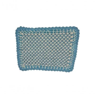 Tapete Azul De Crochê Dupla Face Artesanal