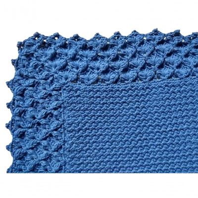Tapete Azul De Crochê Artesanal