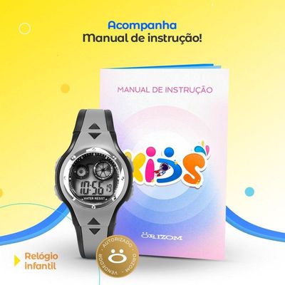 Relogio Digital Silicone Qualidade Infantil Criança Adolescente Menino Alarme Original Preto