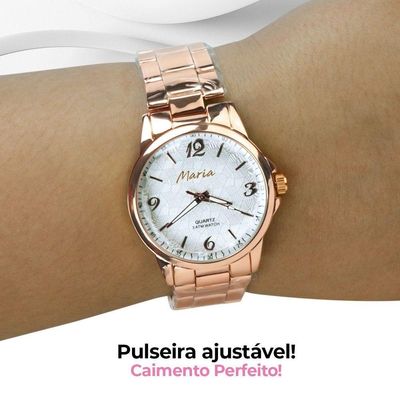 Relogio Feminino Banhado Rose Qualidade + Caixa Inoxidavel Rose Original Analogico Presente