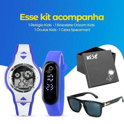 Relogio Digital Infantil Criança Led + Oculos Sol + Caixa Presente Data Alarme Esportivo Original