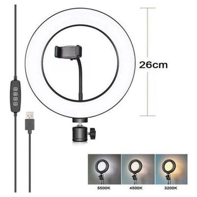 Ring Light Completo Iluminador 26Cm + Tripé 2Metros