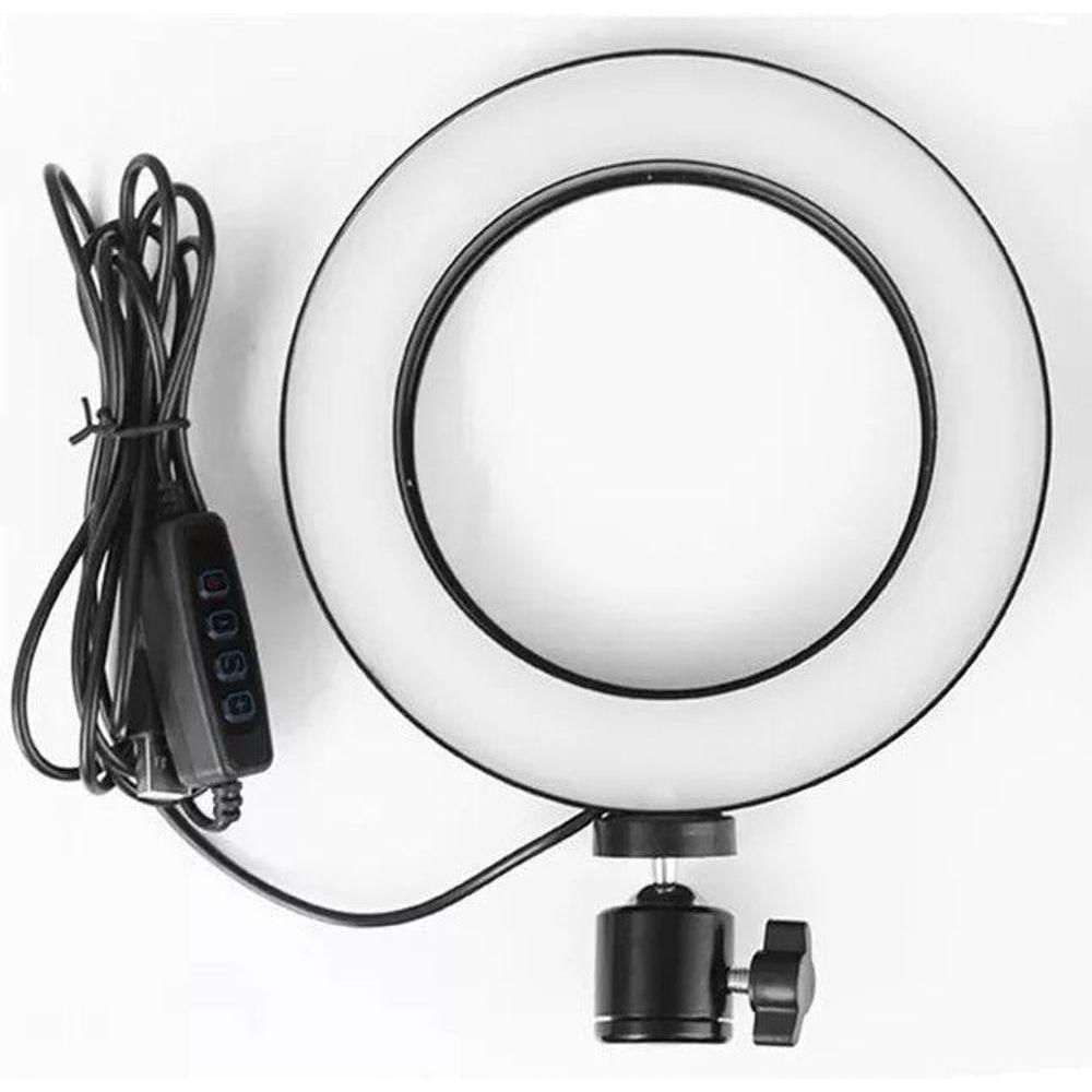 Ring Light Completo Iluminador Portátil 26Cm Com Tripé