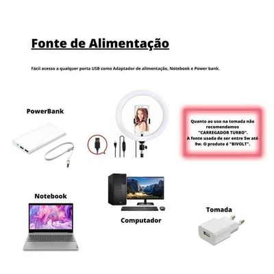 Ring Light Led Circular Completo 26Cm + Tripé 2,1M