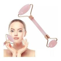 Rolo Massageador Facial Pedra Quartzo Rosa Jade Anti-Rugas Pedra Rosa Kit