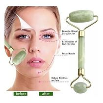 Rolo Massageador Facial Pedra Quartzo Pedra Rosa + Pedra Jade Verde