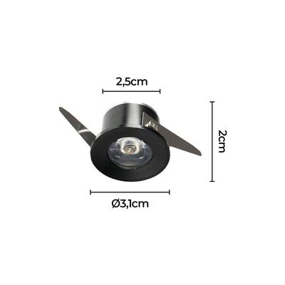Spot De Embutir Para Móvel Nordecor Elysa Redondo Led 1w Bivolt Preto 3000k Luz Amarela