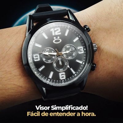 Relogio Aço Preto Masculino + Proteçao Uv Oculos Sol + Case Casual Social Ajustavel Analogico