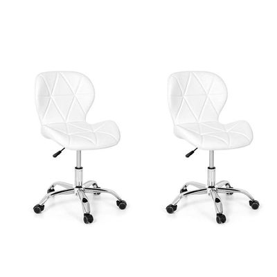 Conjunto 2 Cadeiras Office Eiffel Slim Base Giratória Branca